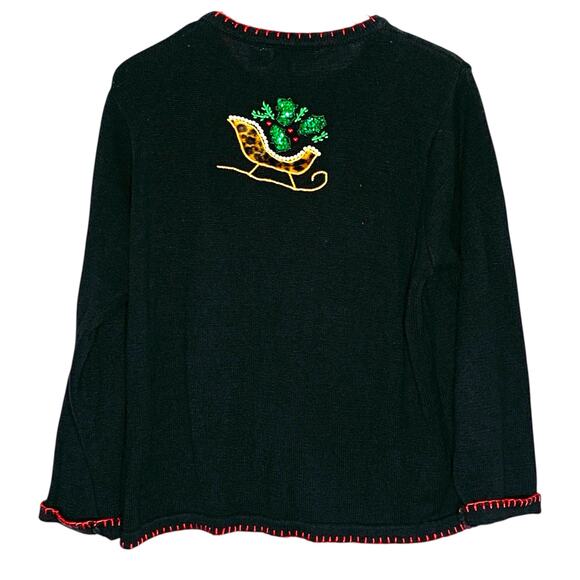 BP Design L Embellished Beaded Christmas Cardigan Sweater Sled Ugly Christmas - Picture 2 of 8